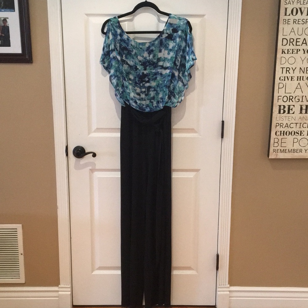 Shades of Blue Patterned Top Jumpsuit